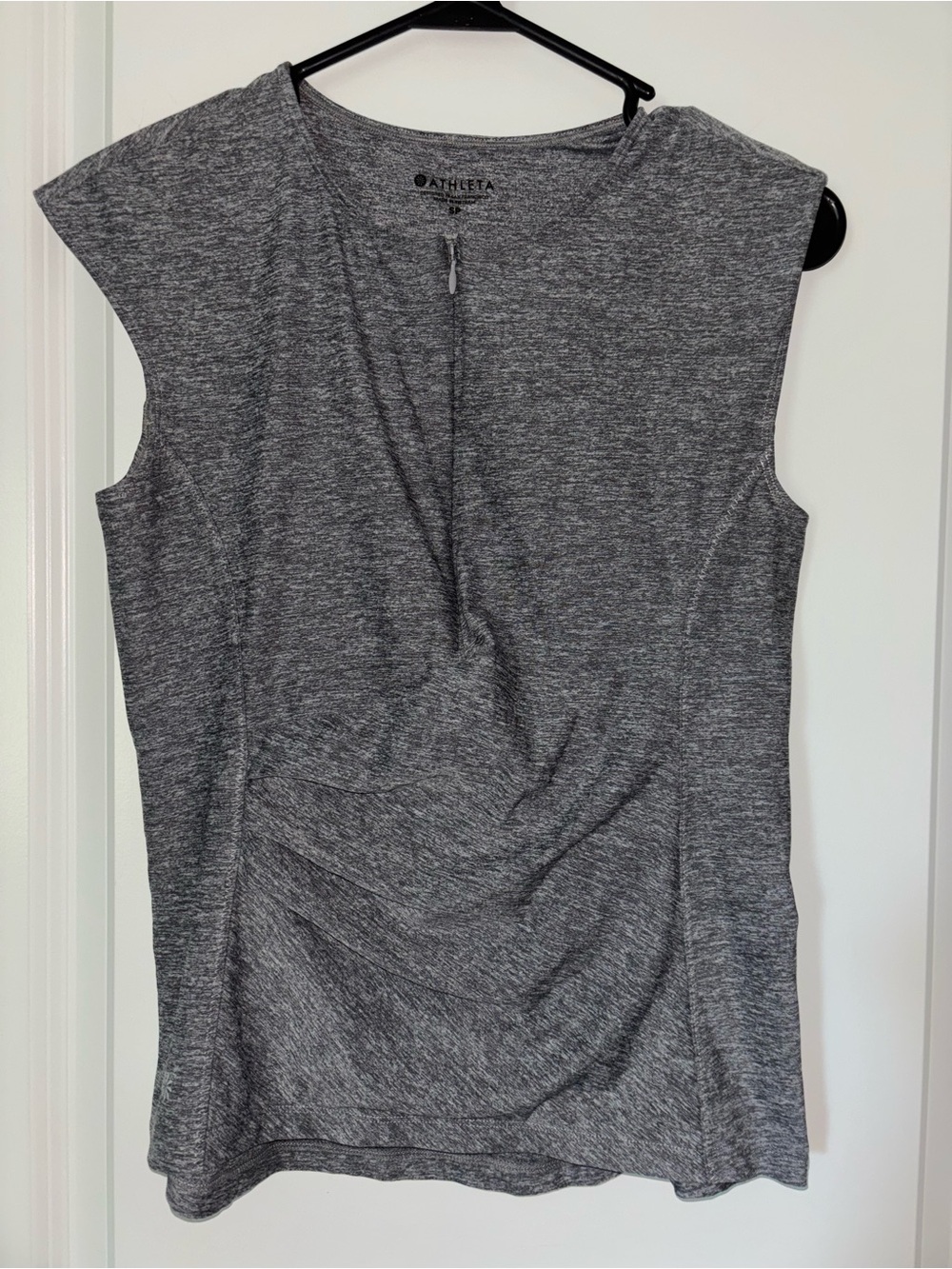 Athleta Heathered Charcoal Sleeveless Twist-Front Tank